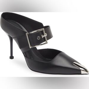 MCQUEEN 38.5 Punk Pointed Cap Toe Mules